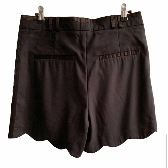 The Kooples Black High Waist Scallop Pleat Shorts - Picture 2 of 4